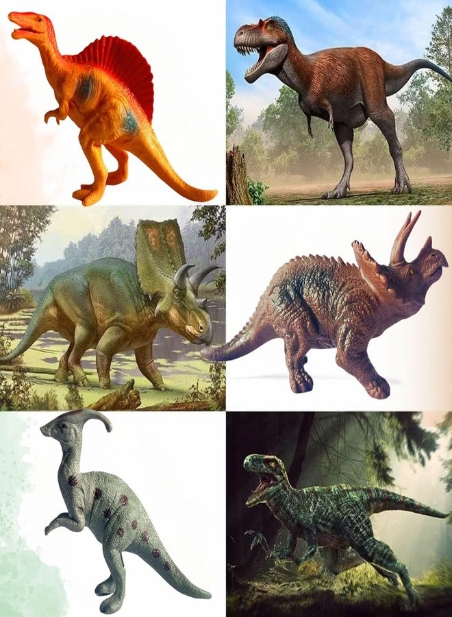 Mallexo Realistic Big Size Dinosaur Figure Toy Set for Kids 3+ | Set of 6PCs T-rex Prehistoric Dinosaurs Animal Playset Toys for Boys and Girls Birthday Gifts Dino Animals Action Figurine Decor Items - Image 4